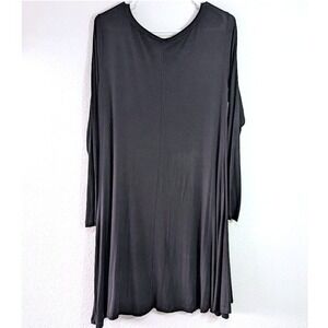 Poseshe Black Long Sleeve Scoop Neck Tunic Top Relaxed Fit Size M NEW